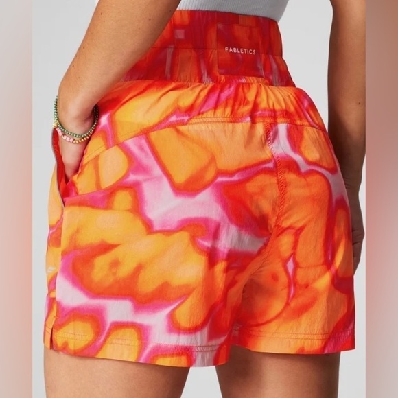 Fabletics Ultra High-Waisted Piped Nylon Short in Pink Escape Large - Picture 2 of 7